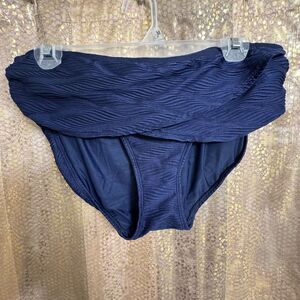 Calia Carrie Underwood Navy Blue Textured Bikini Swim Bottoms Large